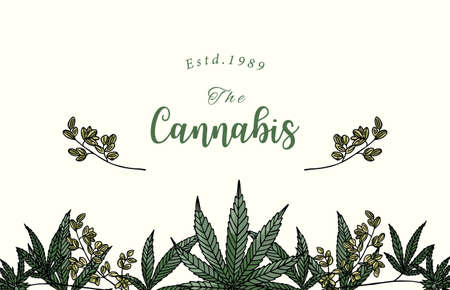 Collection of cannabis background set with green.Editable vector illustration for website, invitation,postcard and stickerのイラスト素材