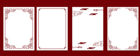 Gold red Chinese New Year card with borderのイラスト素材