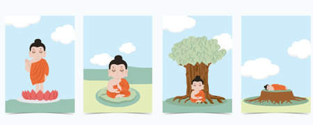 happy vesak day background with monkのイラスト素材