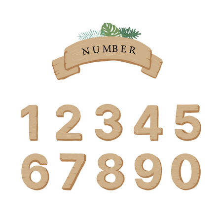Wood pattern alphabet letter.number graphic fontのイラスト素材