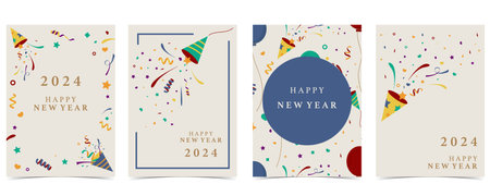 celebrate party background with party popper,glitter..Vector illustration for postcard,bannerのイラスト素材