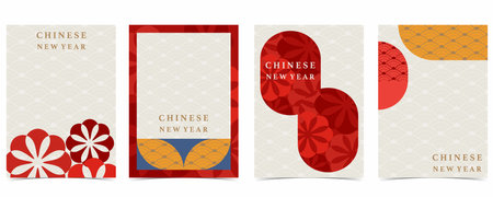 Chinese New Year background with lantern.Editable vector illustration for postcard,a4 sizeのイラスト素材