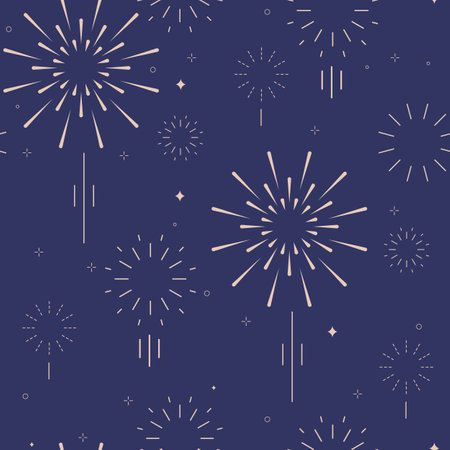 firework seamless pattern in night.Editable vector illustration for postcard,bannerのイラスト素材
