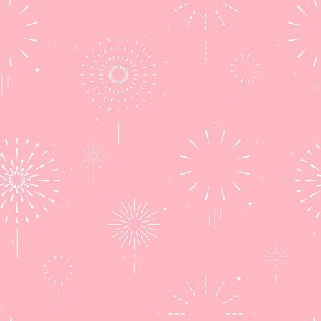 firework seamless pattern on pink background.Editable vector illustration for fabric,tileのイラスト素材