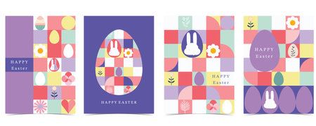 Easter day background for vertical a4 design with geometric style
