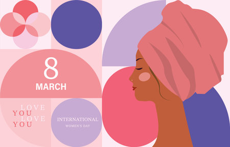 International women day with geometric shape use for horizontal banner designのイラスト素材