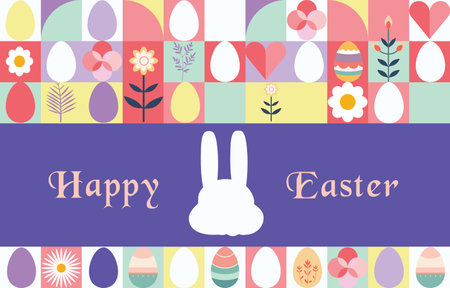 Easter day background for horizontal banner design with geometric styleのイラスト素材