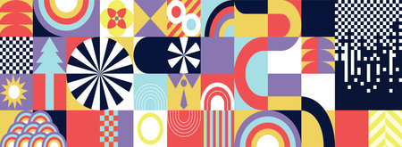 shape geometric horizontal background with red ,violet,blue color