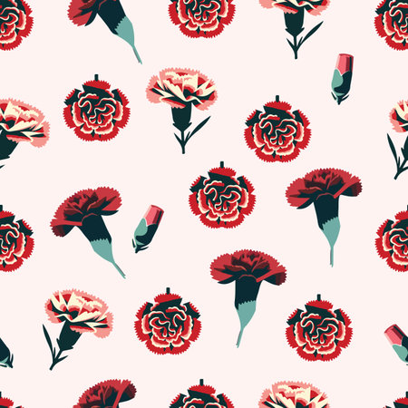 carnation seamless pattern for tile, gift paper square designのイラスト素材