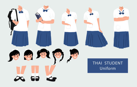 girl body part for Thai student uniformのイラスト素材