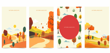 autumn background with beautiful natural scene for a4 vertical designのイラスト素材