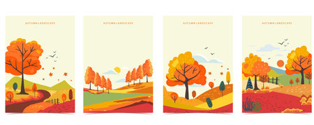 autumn background with beautiful natural scene for a4 vertical designのイラスト素材