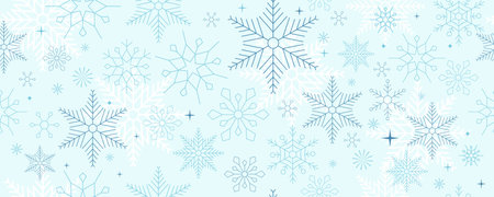 blue winter banner background with snowflake for horizontal design