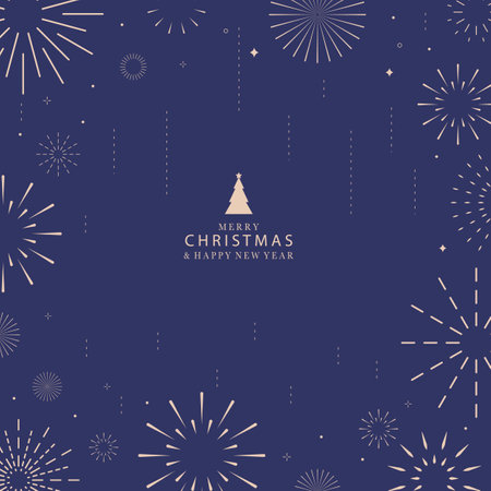 firework happy new year on night background.Editable vector illustration for square designのイラスト素材