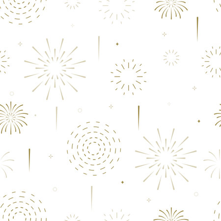 Firework seamless pattern on white background for square designのイラスト素材