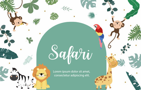 cute safari template banner for horizontal designのイラスト素材