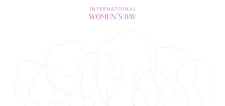 International women's day background with outline style for horizontal designのイラスト素材
