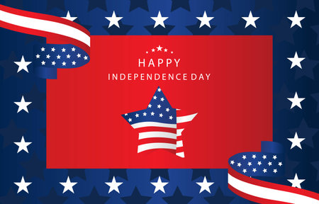 4th of July Independence Day background with flag party for a4 horizontal designのイラスト素材