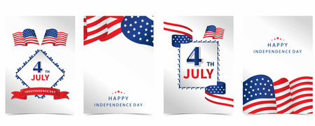 4th of July Independence Day background with flag party for a4 vertical designのイラスト素材