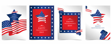 4th of July Independence Day background with flag party for a4 vertical designのイラスト素材