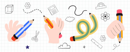 twist pencil element object for school decorationのイラスト素材