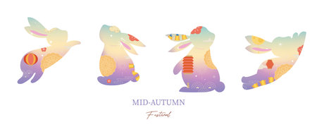 rabbit element object for mid-autumn graphic designのイラスト素材