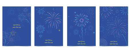 Happy new year festival with yellow firework on dark background for invitation cardのイラスト素材