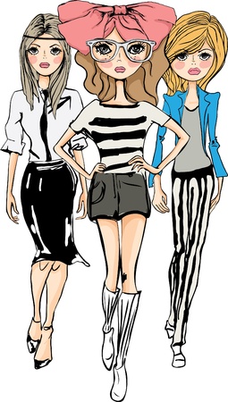 fashion shopping catwalk girlのイラスト素材