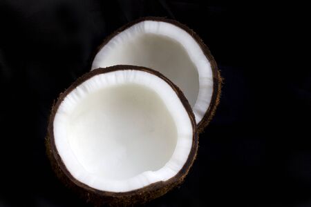 Two coconut halfの写真素材