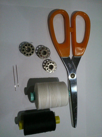 Sewing item in white backgroundの素材