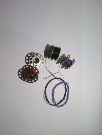 Sewing items on white backgroundの素材