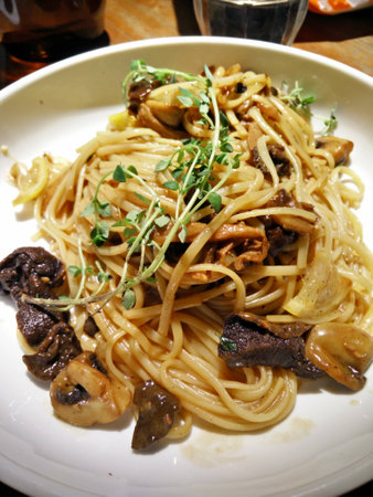 wild mushroom linguineの写真素材