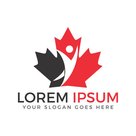 Human and Canada maple logo vector design.のイラスト素材