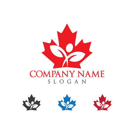 Human and Canada maple logo vector design.のイラスト素材