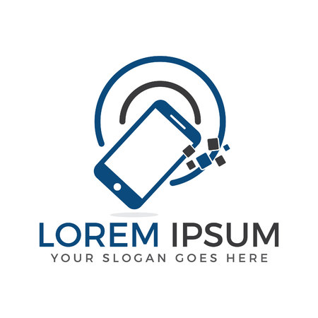 Smart phone logo design. Mobile application. mobile repair shop or mobile store logo design.のイラスト素材