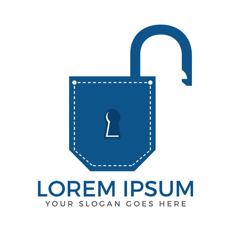 Pocket padlock logo design. Pocket app security logo design.のイラスト素材