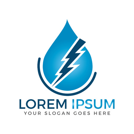Water drop and Lightning bolt logo.のイラスト素材
