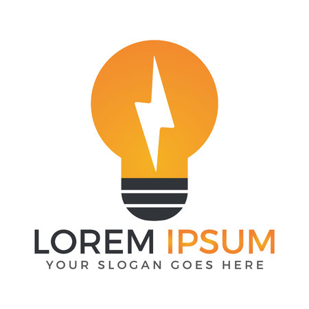 Bulb with lightning symbol logo design.のイラスト素材