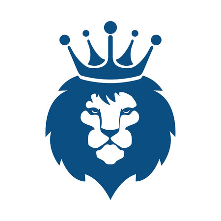 Lion head with crown logo design.のイラスト素材