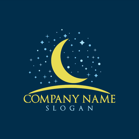 Moon, Stars and night logo design.のイラスト素材