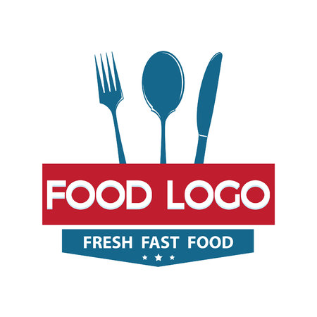 Food Logo text vector logo design. Fork, Knife and spoon sign food logo.のイラスト素材