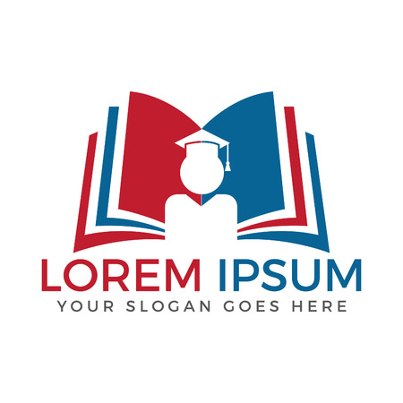 Human and Book vector logo. School, University or Educational institute logo.のイラスト素材