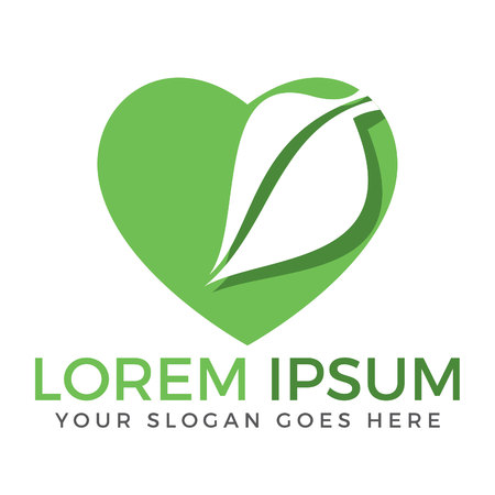 Green leaf heart shape ecology nature element vector icon.のイラスト素材