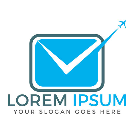 Fast mail with airplane sign logo design.のイラスト素材