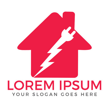 House Plug and thunderbolt creative and symbolic logo design illustration.のイラスト素材