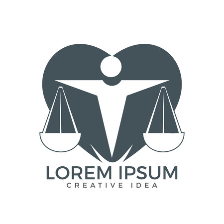 Man Holding Scales of Justice Logo. Law and Attorney Logo Design.のイラスト素材