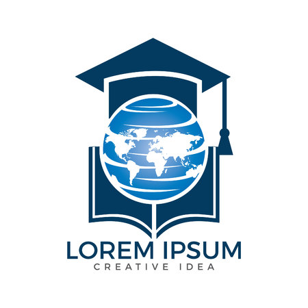 Student book logo design. Globe icon education logo design.のイラスト素材
