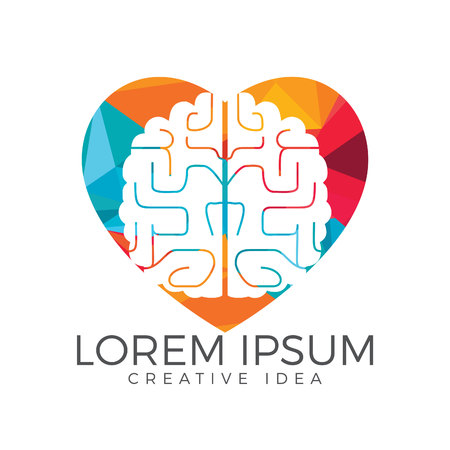 Creative brain heart shape icon design. Think idea concept.Brainstorm power thinking brain icon .のイラスト素材