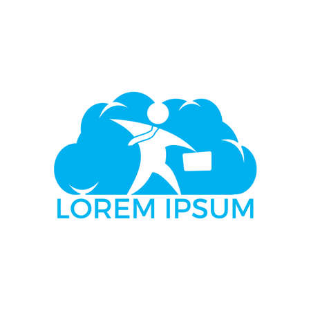 Businessman and cloud logo design isolated on plain background.のイラスト素材