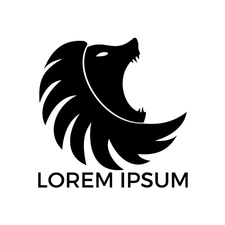 Lion head logo vector. Wild lion head graphic illustration.のイラスト素材